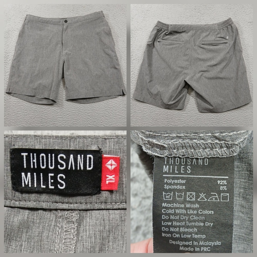 Thousand‎ Miles Hybrid Shorts Men's XL Gray Stretch Casual Athletic